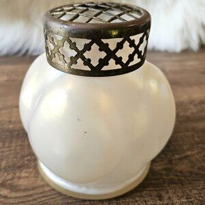 Antique Loetz Art Glass Pearlescent & Gold Core Bronze Frog Vase, early 1900s